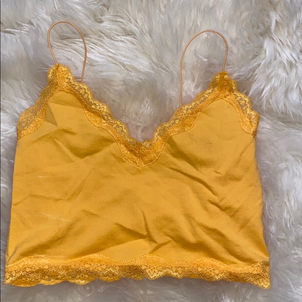 Yellow Lace cropped cami
